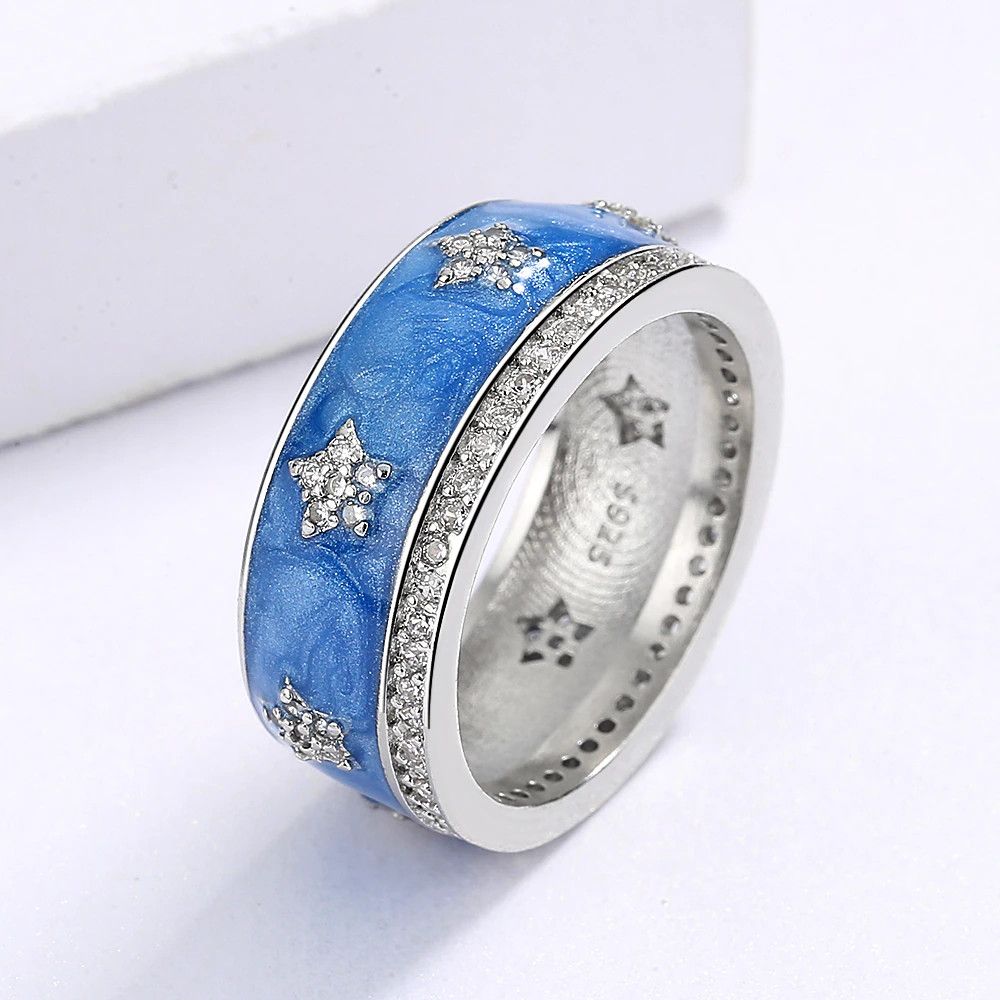 Jewelry Blue Star Zircon Ring Size ONE SIZE - 4 Thumbnail