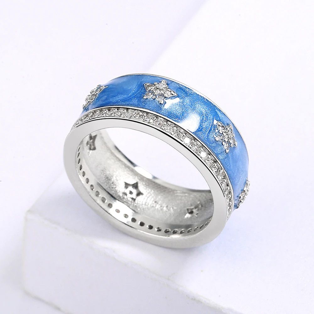 Jewelry Blue Star Zircon Ring Size ONE SIZE - 3 Thumbnail