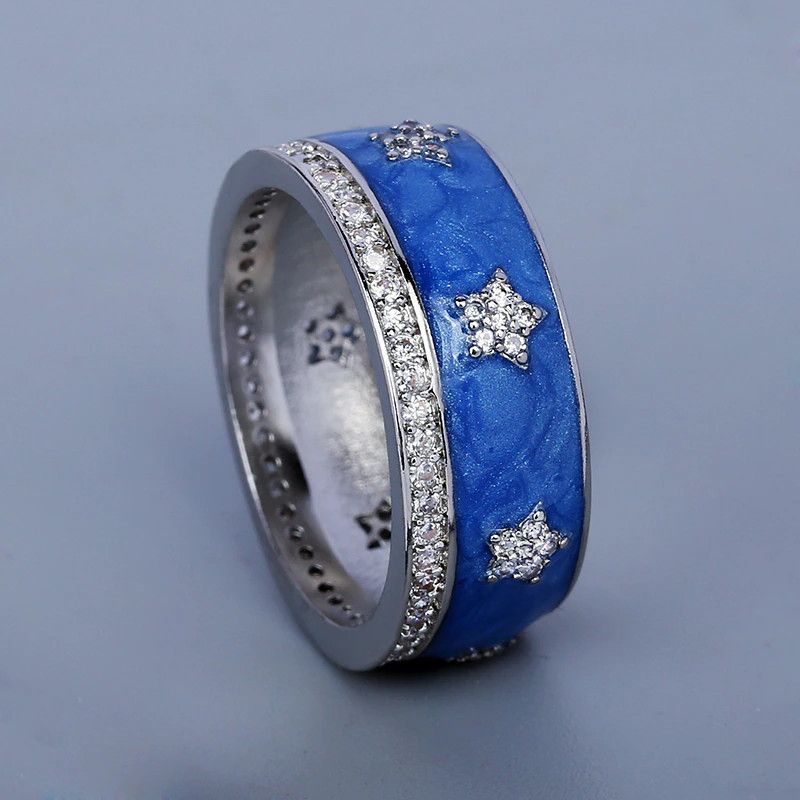 Jewelry Blue Star Zircon Ring Size ONE SIZE - 1 Thumbnail