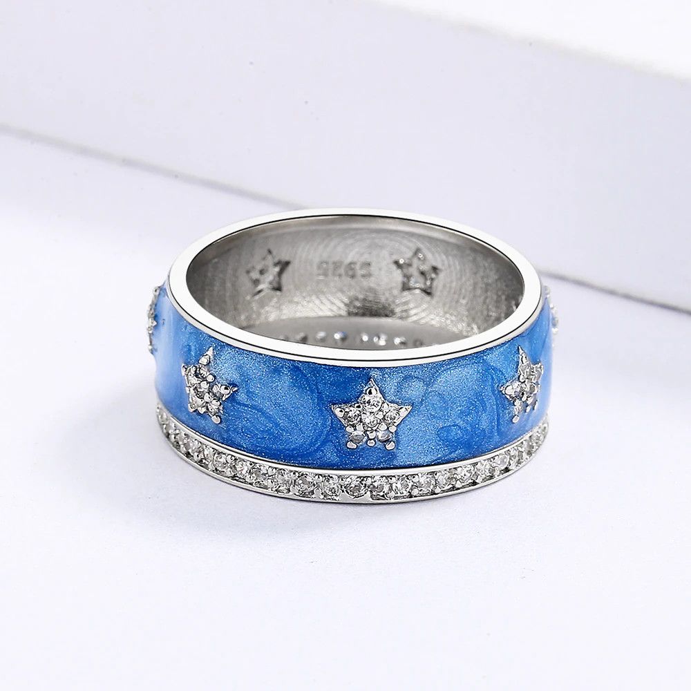 Jewelry Blue Star Zircon Ring Size ONE SIZE - 2 Thumbnail
