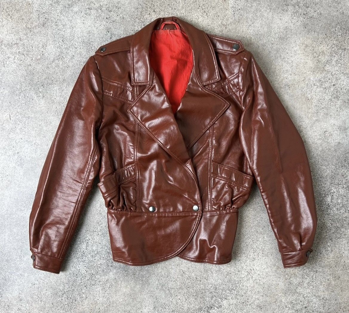 Vintage leather cropped bomber jacket