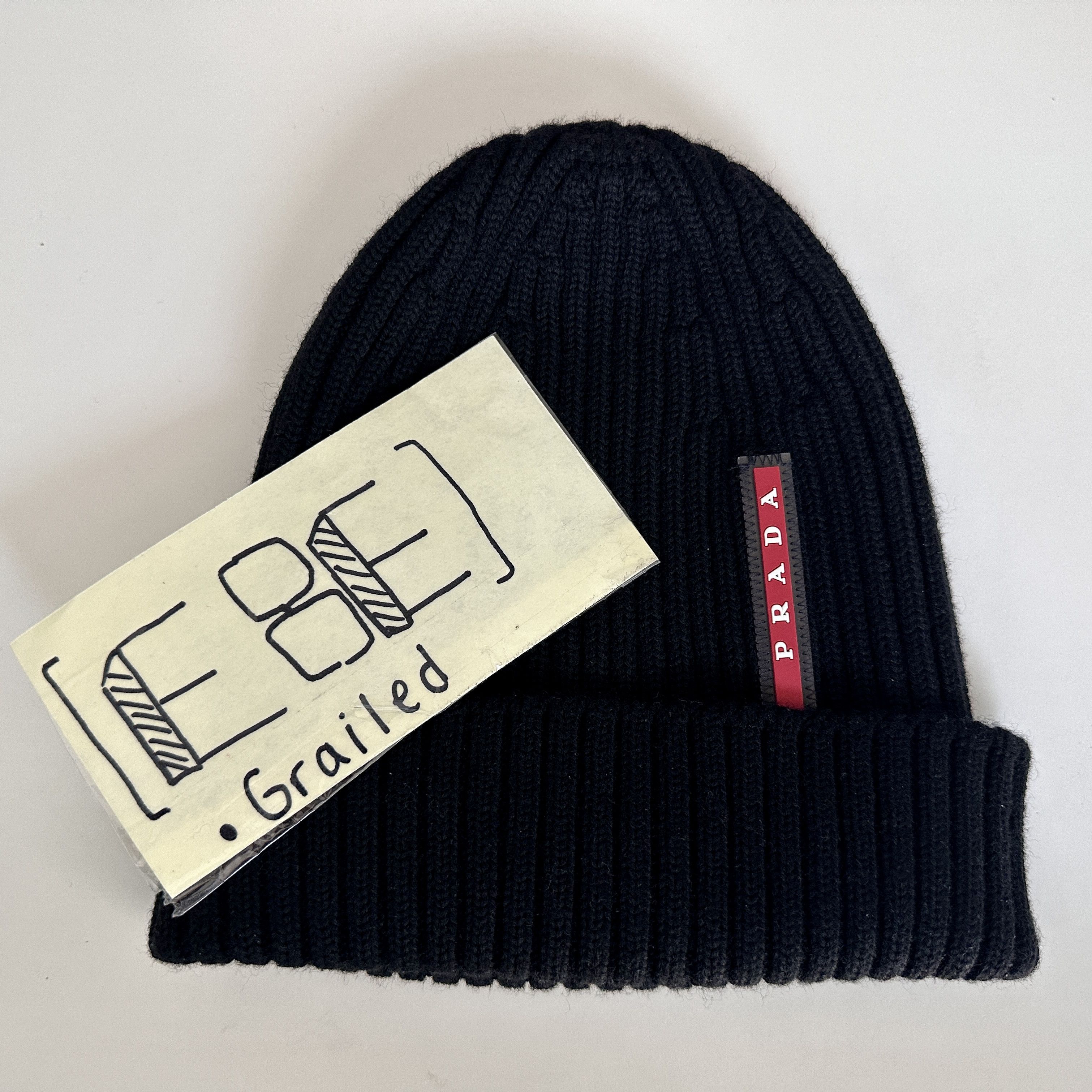 Prada Prada Linea Rossa Wool Knit Beanie Hat Black | Grailed