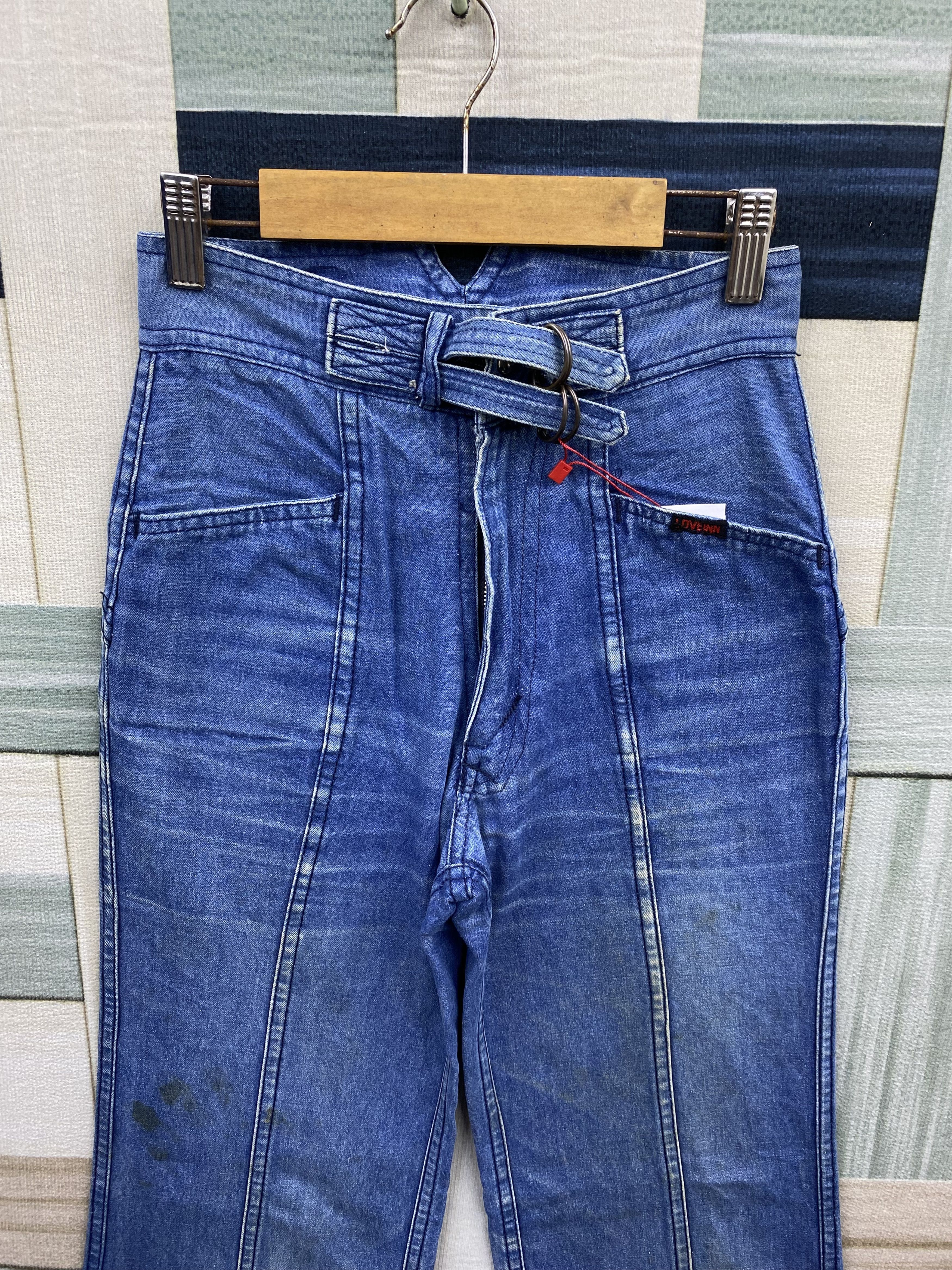 Japanese Brand Vintage 80's Love Inn Fade Blue Flare Bell Bottom Denim Jean Size 24" / US 00 / IT 34 - 3 Thumbnail