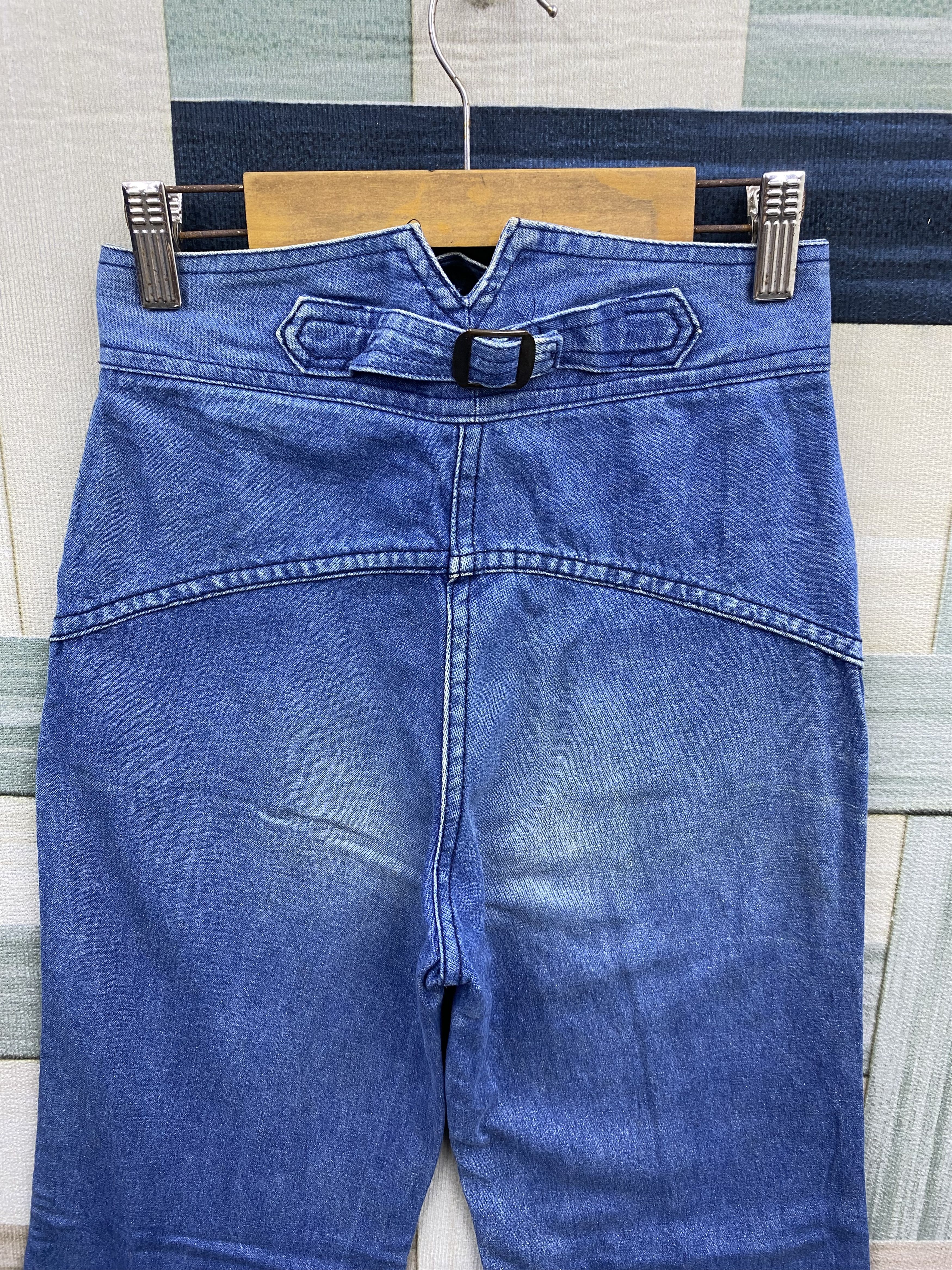 Japanese Brand Vintage 80's Love Inn Fade Blue Flare Bell Bottom Denim Jean Size 24" / US 00 / IT 34 - 4 Thumbnail