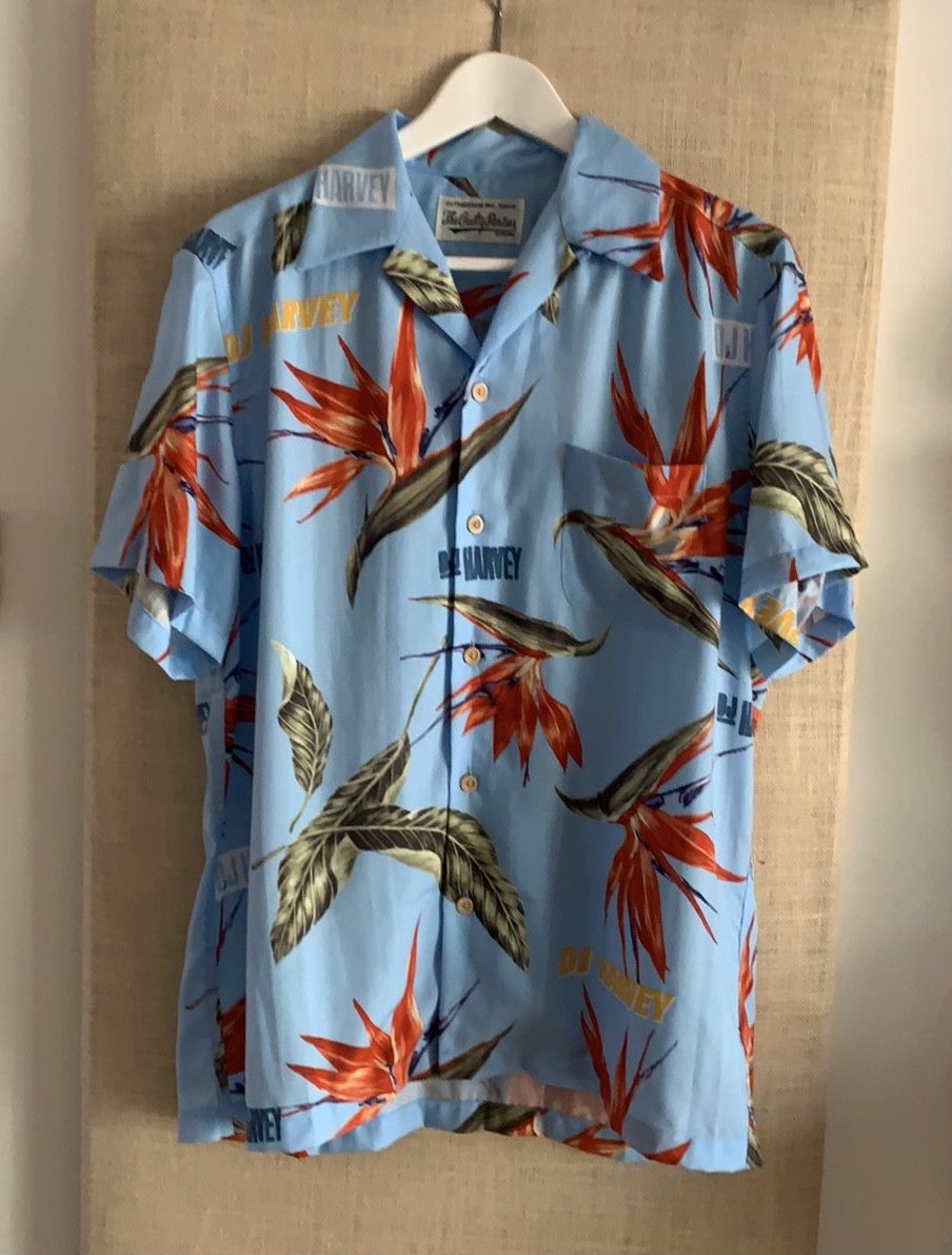 image of NWOT Guilty Parties Dj Harvey Camp Collar Floral Shirt in Blue Floral, Men's (Size Medium)
