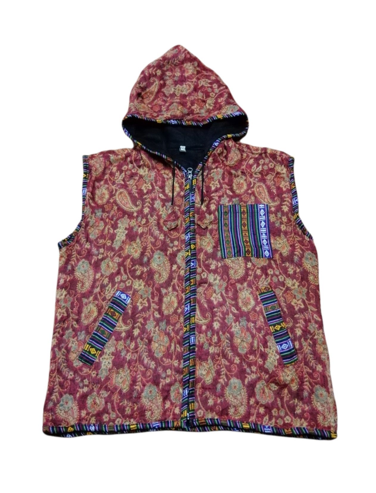 Japanese Brand Vintage Ethnic Labels Sleeveless Hoodie Jacket Size US S / EU 44-46 / 1 - 1 Thumbnail
