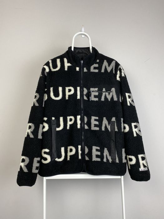 Supreme reversible logo store fleece jacket black