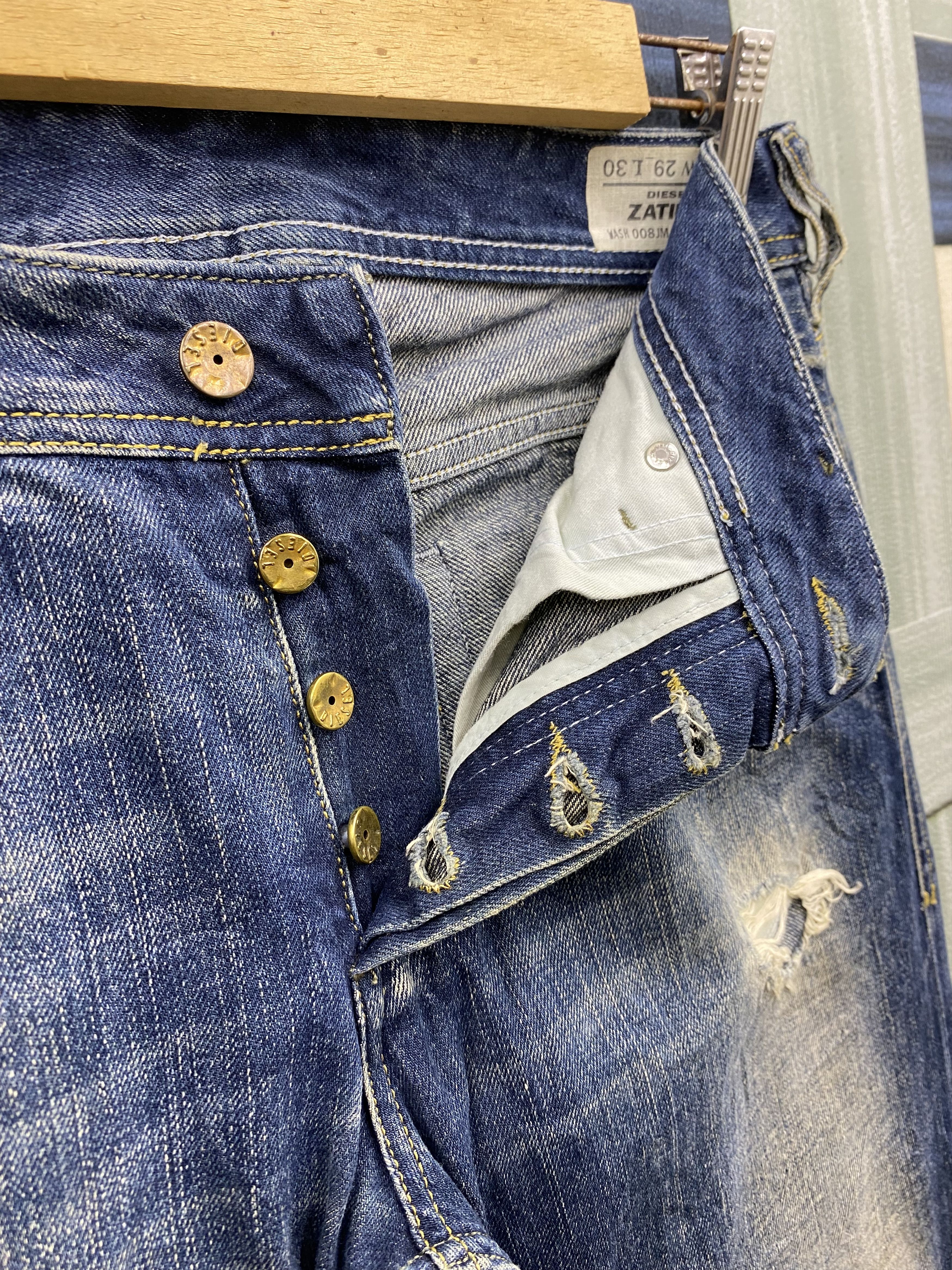 Diesel Vintage Diesel Zatiny Faded Blue Distress Denim Jean Size US 29 - 17 Thumbnail