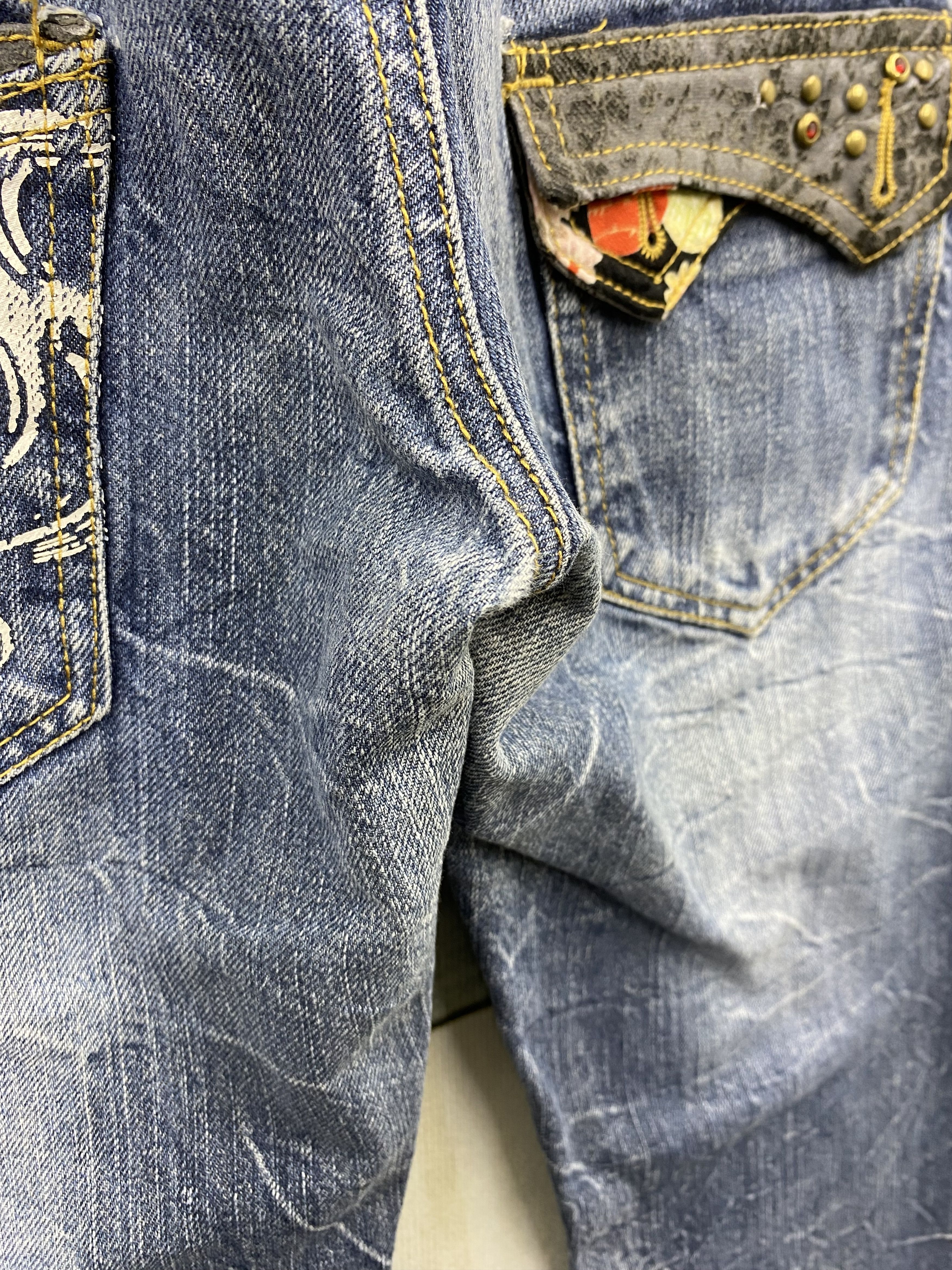 Japanese Brand Vintage Japanese Brand Double Waist Faded Blue Denim Jean Size US 33 - 16 Thumbnail