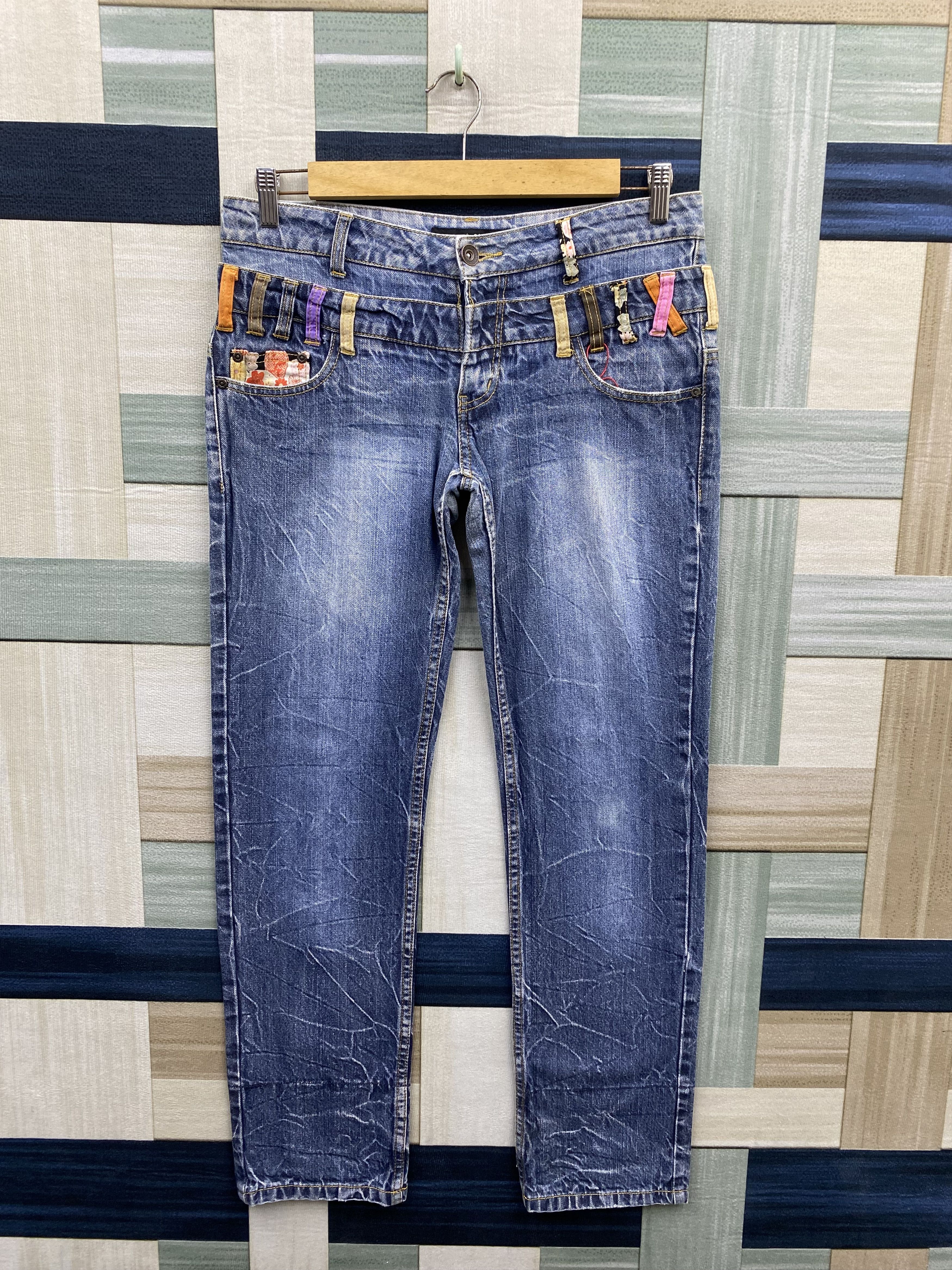 Japanese Brand Vintage Japanese Brand Double Waist Faded Blue Denim Jean Size US 33 - 1 Thumbnail