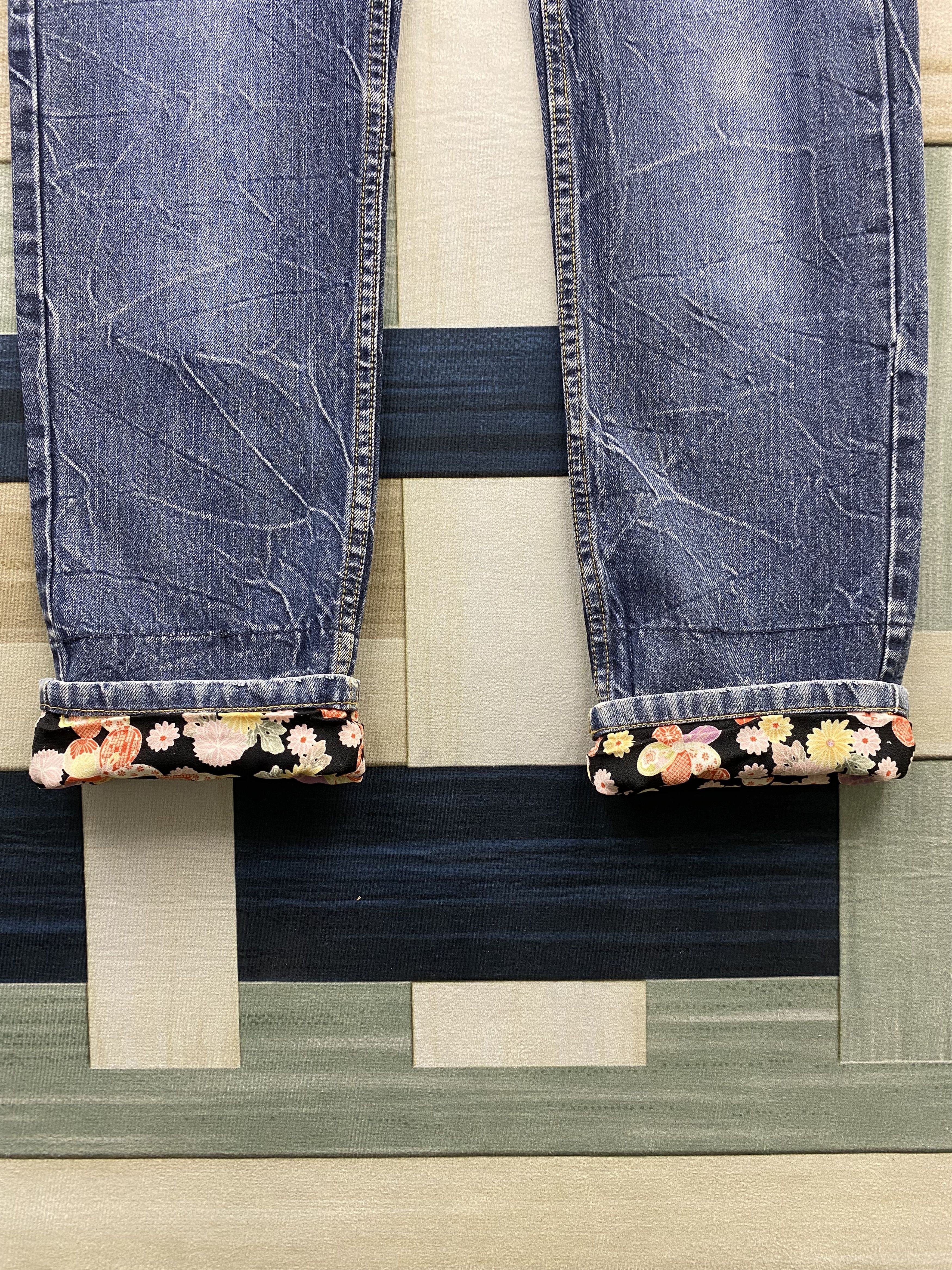 Japanese Brand Vintage Japanese Brand Double Waist Faded Blue Denim Jean Size US 33 - 13 Thumbnail