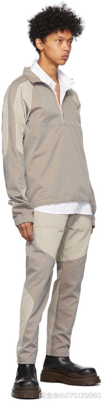 Arnar Mar Jonsson ARNAR MÁR JÓNSSON Grey & Beige Patch Tracktop Jacket Size US L / EU 52-54 / 3 - 5 Thumbnail
