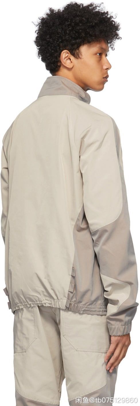 Arnar Mar Jonsson ARNAR MÁR JÓNSSON Grey & Beige Patch Tracktop Jacket Size US L / EU 52-54 / 3 - 4 Thumbnail