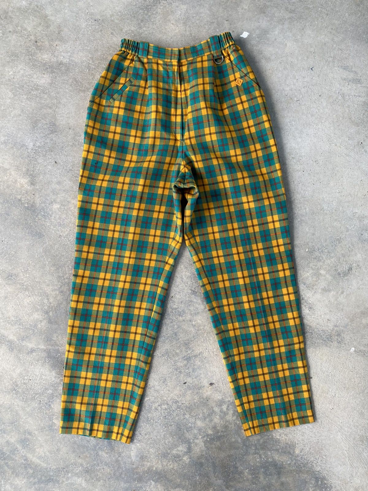 image of Christian Dior Monsieur x Dior Vintage Christian Dior Nova Check Distressed Pants in Yellow Green, 