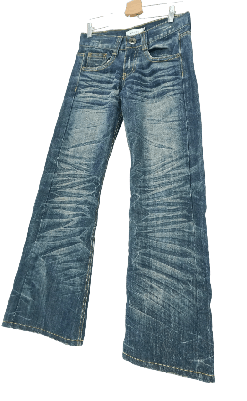 Beauty Beast Vintage BEAST Japan Wide Leg Flare Lowrise Jeans Size US 29 - 1 Thumbnail