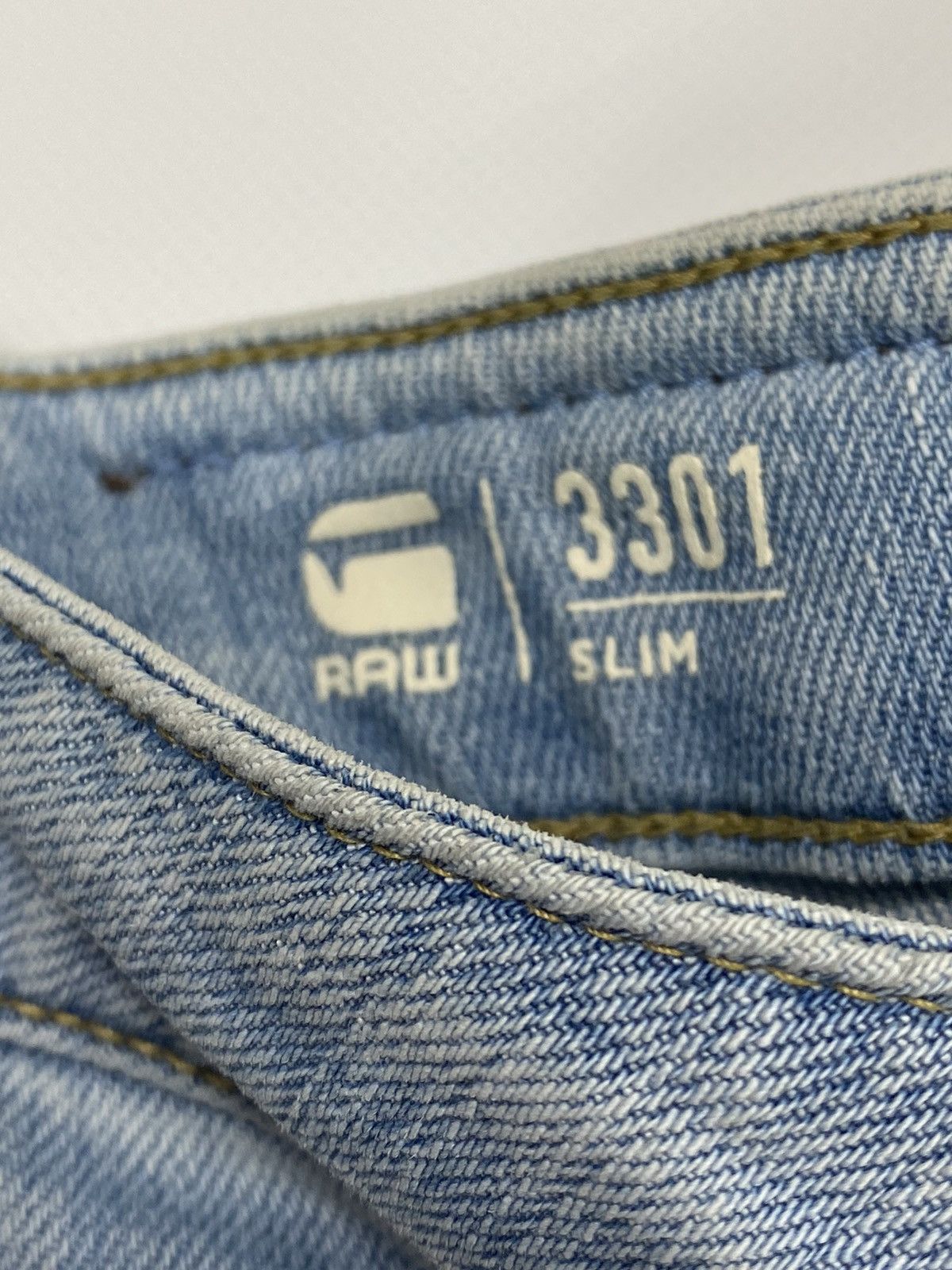 G-Star G-Star 3301 Slim Light Blue Distressed Style Denim Jeans Size US 34 / EU 50 - 9 Thumbnail