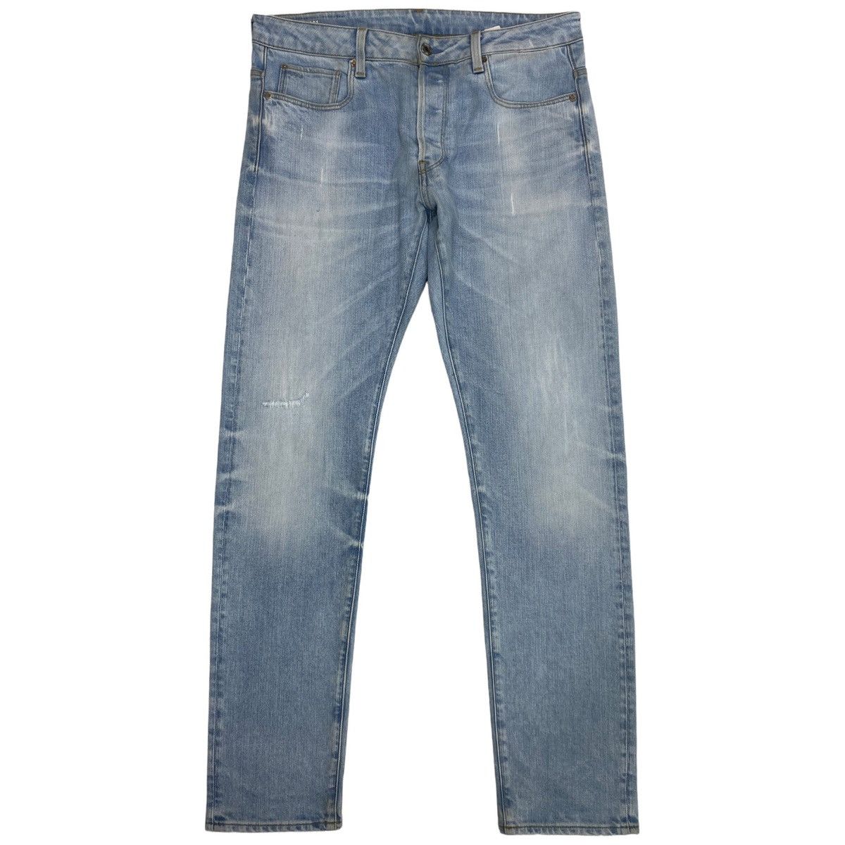 G-Star G-Star 3301 Slim Light Blue Distressed Style Denim Jeans Size US 34 / EU 50 - 1 Thumbnail