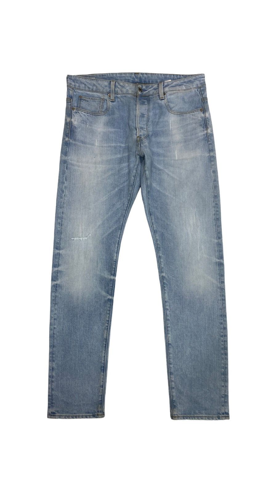 G-Star G-Star 3301 Slim Light Blue Distressed Style Denim Jeans Size US 34 / EU 50 - 3 Thumbnail