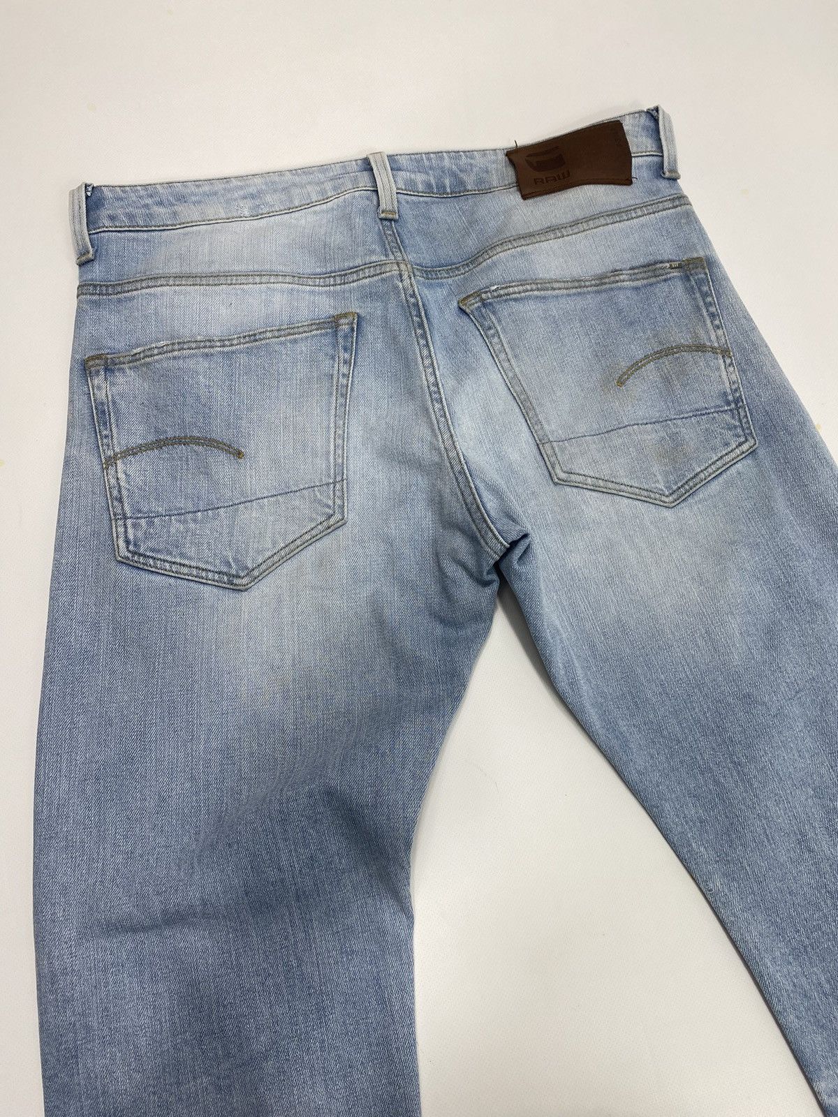 G-Star G-Star 3301 Slim Light Blue Distressed Style Denim Jeans Size US 34 / EU 50 - 17 Thumbnail