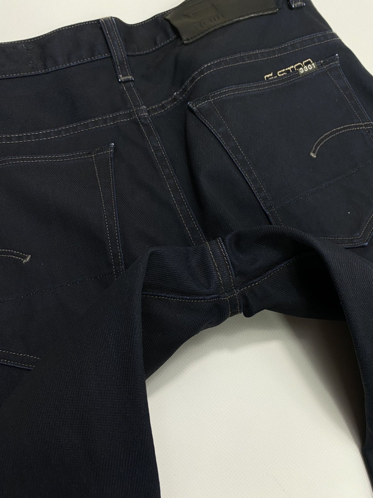G-Star 🔥LASTDROP🔥 3301 Slim Waxed Navy Blue Denim Jeans Pants Size US 32 / EU 48 - 12 Thumbnail