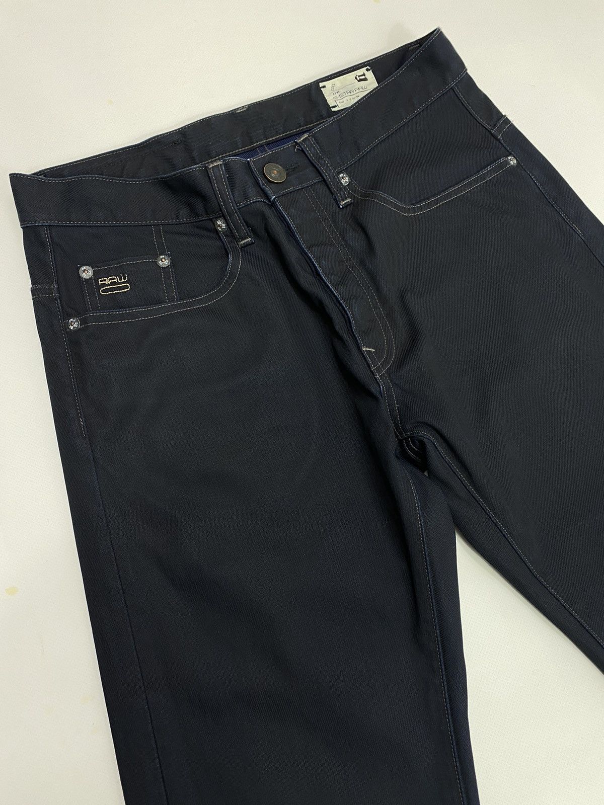 G-Star 🔥LASTDROP🔥 3301 Slim Waxed Navy Blue Denim Jeans Pants Size US 32 / EU 48 - 3 Thumbnail