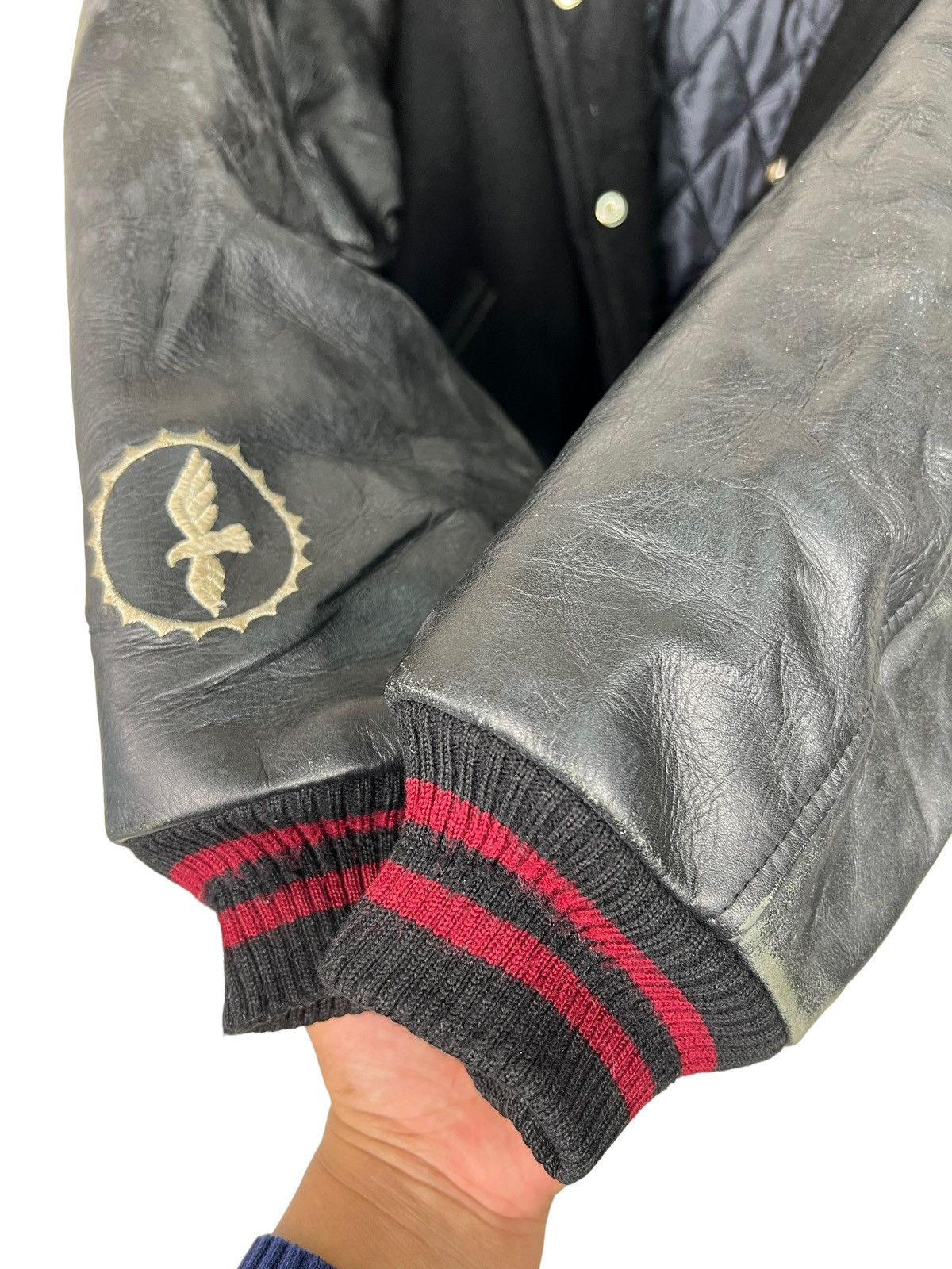 Japanese Brand 🔥 INDIAN COUNTY LEATHER MAN VARSITY BOMBER JACKET Size US L / EU 52-54 / 3 - 9 Thumbnail