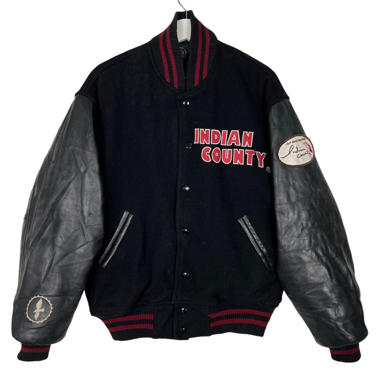 Japanese Brand 🔥 INDIAN COUNTY LEATHER MAN VARSITY BOMBER JACKET Size US L / EU 52-54 / 3 - 1 Thumbnail