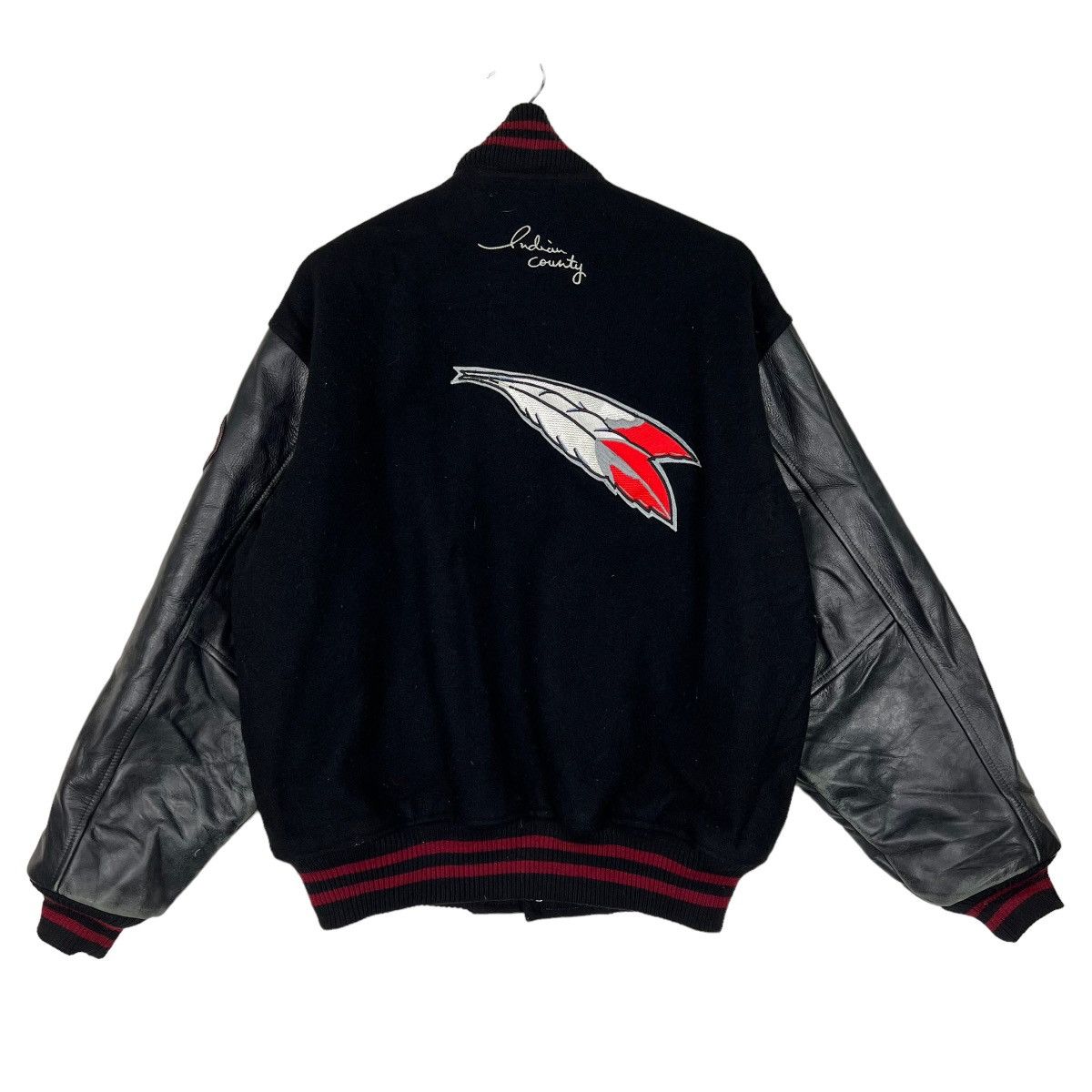 Japanese Brand 🔥 INDIAN COUNTY LEATHER MAN VARSITY BOMBER JACKET Size US L / EU 52-54 / 3 - 2 Thumbnail