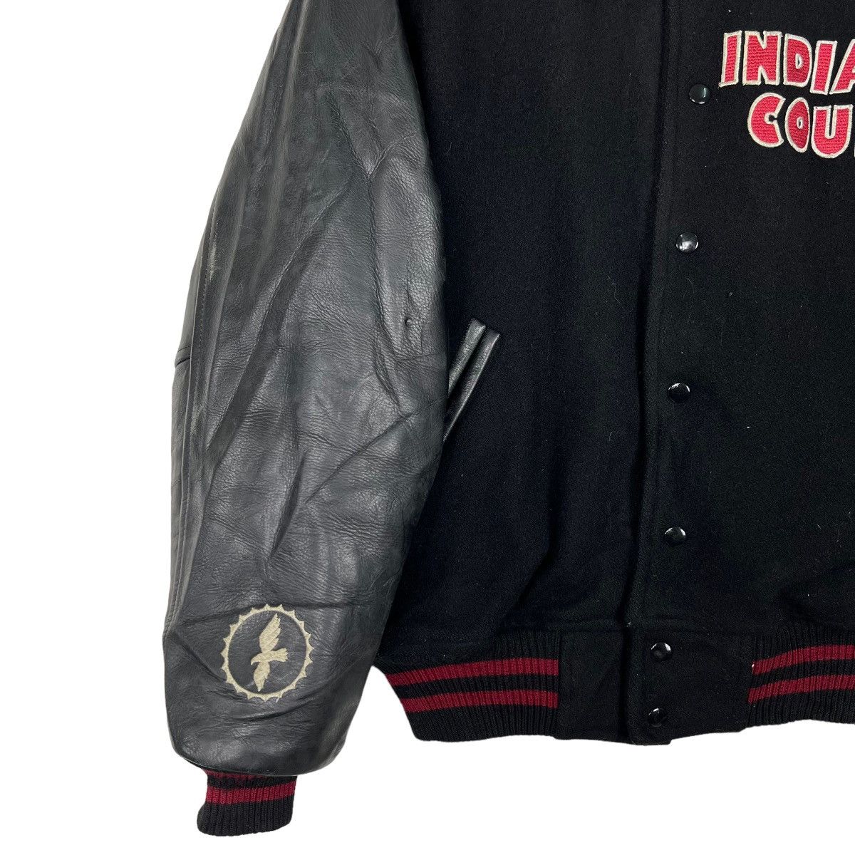 Japanese Brand 🔥 INDIAN COUNTY LEATHER MAN VARSITY BOMBER JACKET Size US L / EU 52-54 / 3 - 5 Thumbnail