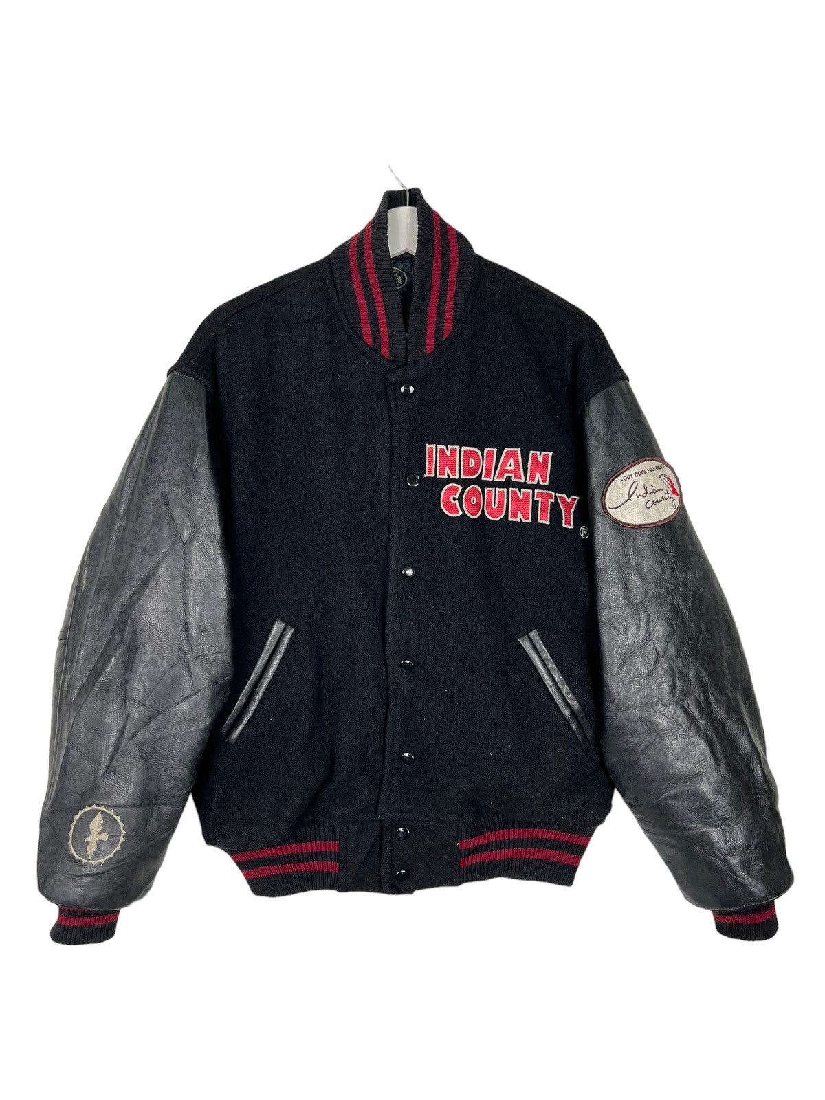 Japanese Brand 🔥 INDIAN COUNTY LEATHER MAN VARSITY BOMBER JACKET Size US L / EU 52-54 / 3 - 7 Thumbnail