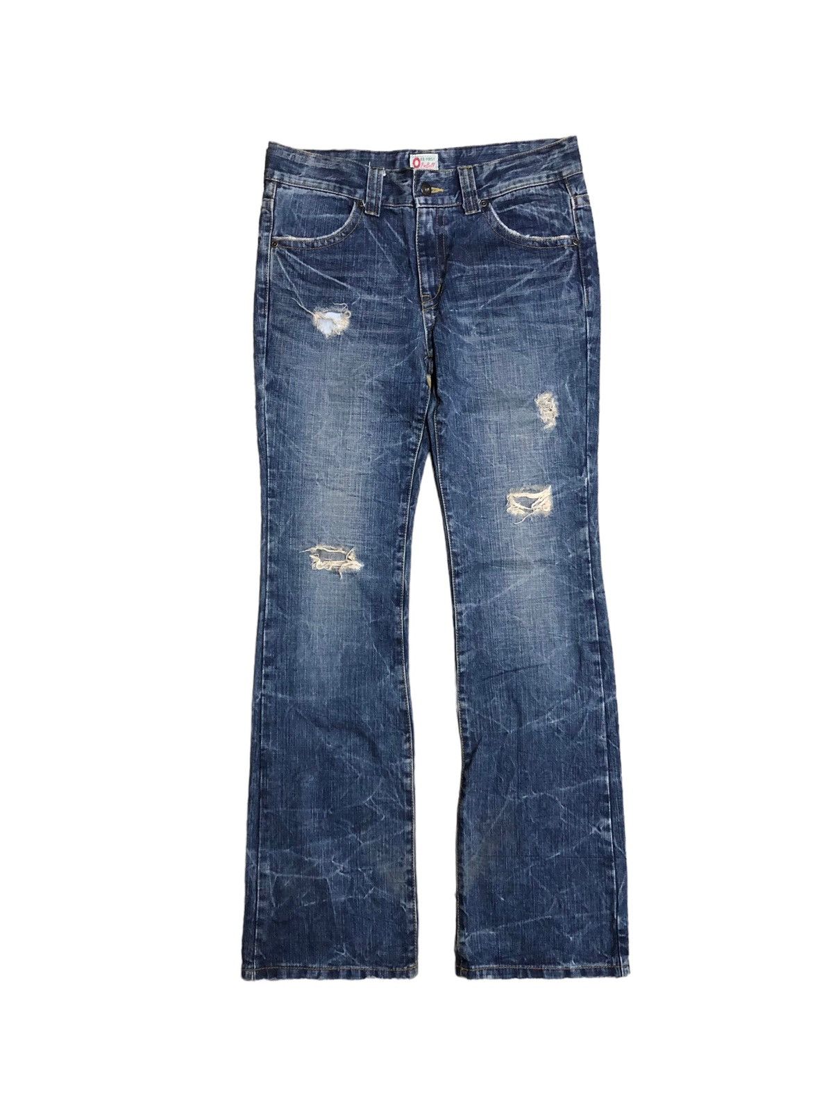 Japanese Brand FLARED OZZ FIRST PINBALL DISTRESSED DENIM Size US 32 / EU 48 - 1 Thumbnail