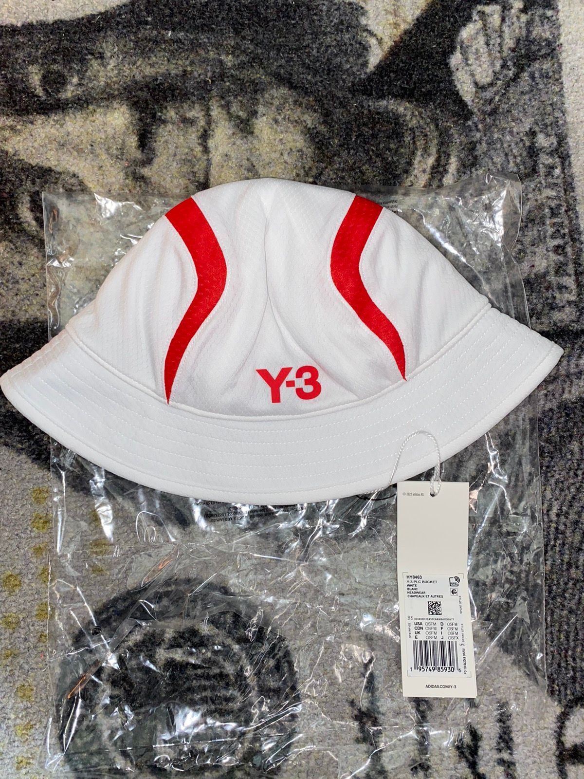 Pre-owned Adidas Originals Y-3 Palace Bucket Hat In White Red