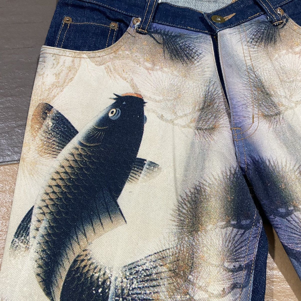 Japanese Brand Japanese Brand CASSOPI Denim Fish Koi Printed Full Print Size US 28 / EU 44 - 6 Thumbnail