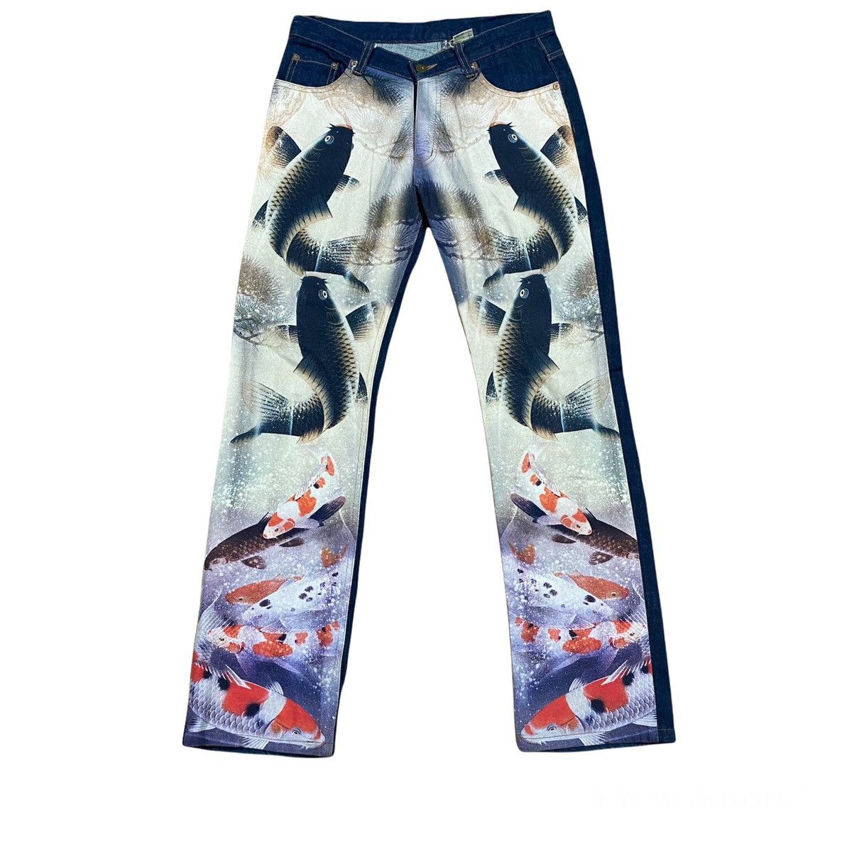 Japanese Brand CASSOPI Denim Fish Koi Printed Full Print