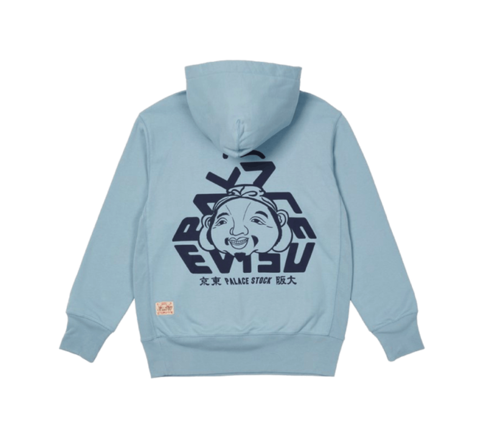 image of Evisu Tri-Godhead Hood Dusty Blue • L, Men's (Size Large)