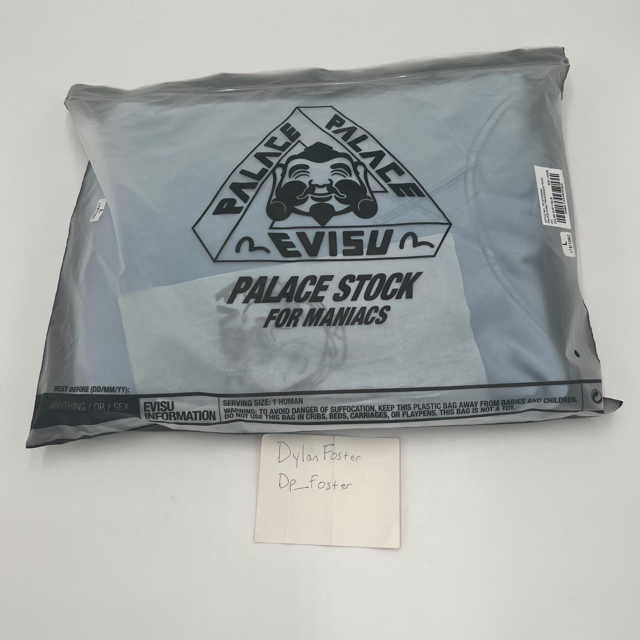 Palace x Evisu Tri-Godhead Hood Dusty Blue