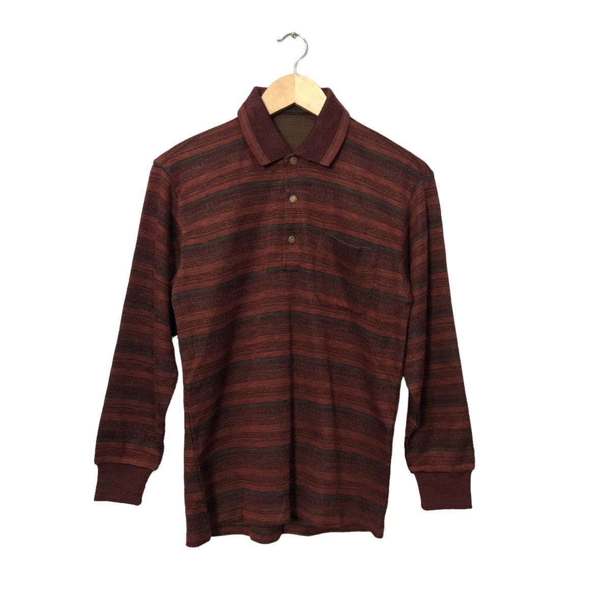 image of Vintage Lindbergh Long Sleeve Polos Tee Shirt in Maroon, Women's (Size Small)