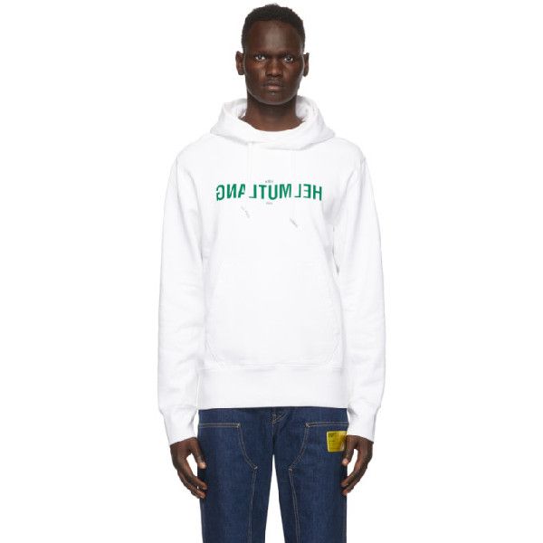 Helmut Lang SALE Helmut Lang Chalk White Web Logo Hoodie