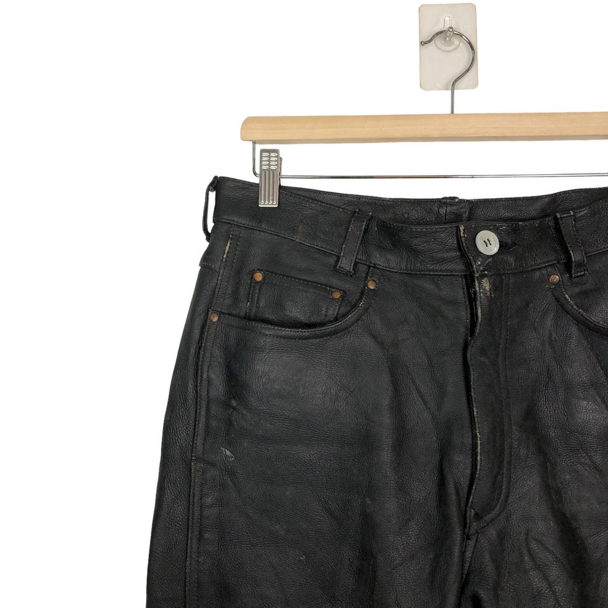 Genuine Leather VINTAGE GENUINE LEATHER TROUSERS SPIRIT OF MOTORCYCLE RACING Size US 30 / EU 46 - 6 Thumbnail
