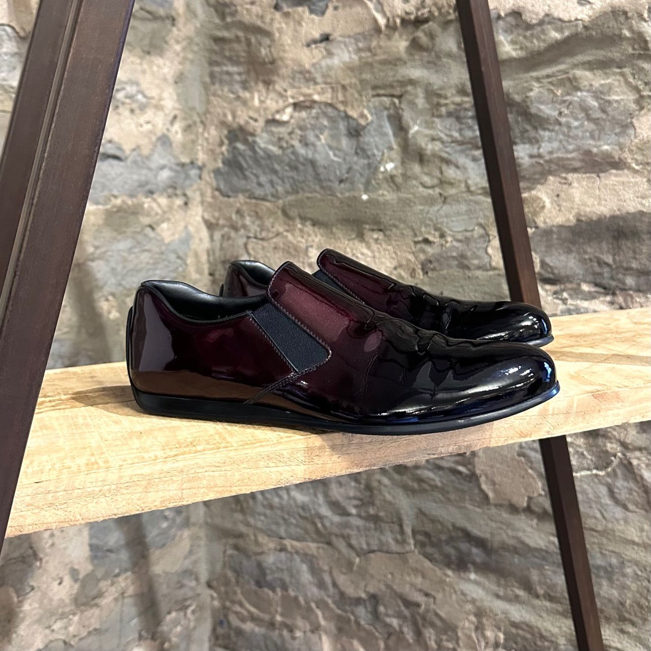 Prada Prada Linea Rossa Burgundy Ombré Patent Slip-on Sneakers Size US 7 / EU 40 - 1 Thumbnail