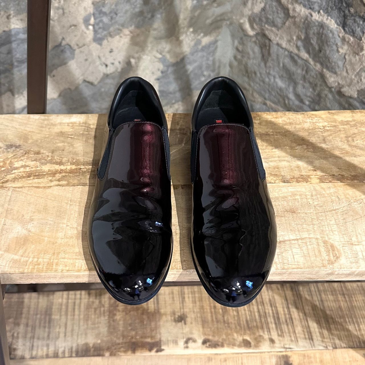 Prada Prada Linea Rossa Burgundy Ombré Patent Slip-on Sneakers Size US 7 / EU 40 - 2 Thumbnail