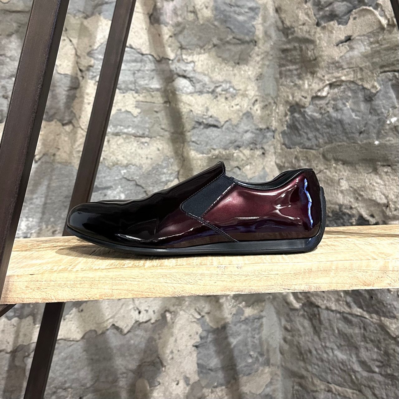 Prada Prada Linea Rossa Burgundy Ombré Patent Slip-on Sneakers Size US 7 / EU 40 - 5 Thumbnail