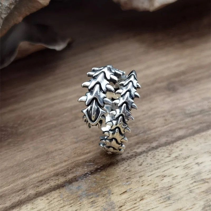Jewelry × Vintage Spine Ring Skeleton Bones Goth Punk Rock Jewelry Chrome Size ONE SIZE - 2 Thumbnail