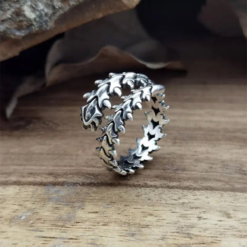 Jewelry × Vintage Spine Ring Skeleton Bones Goth Punk Rock Jewelry Chrome Size ONE SIZE - 3 Thumbnail