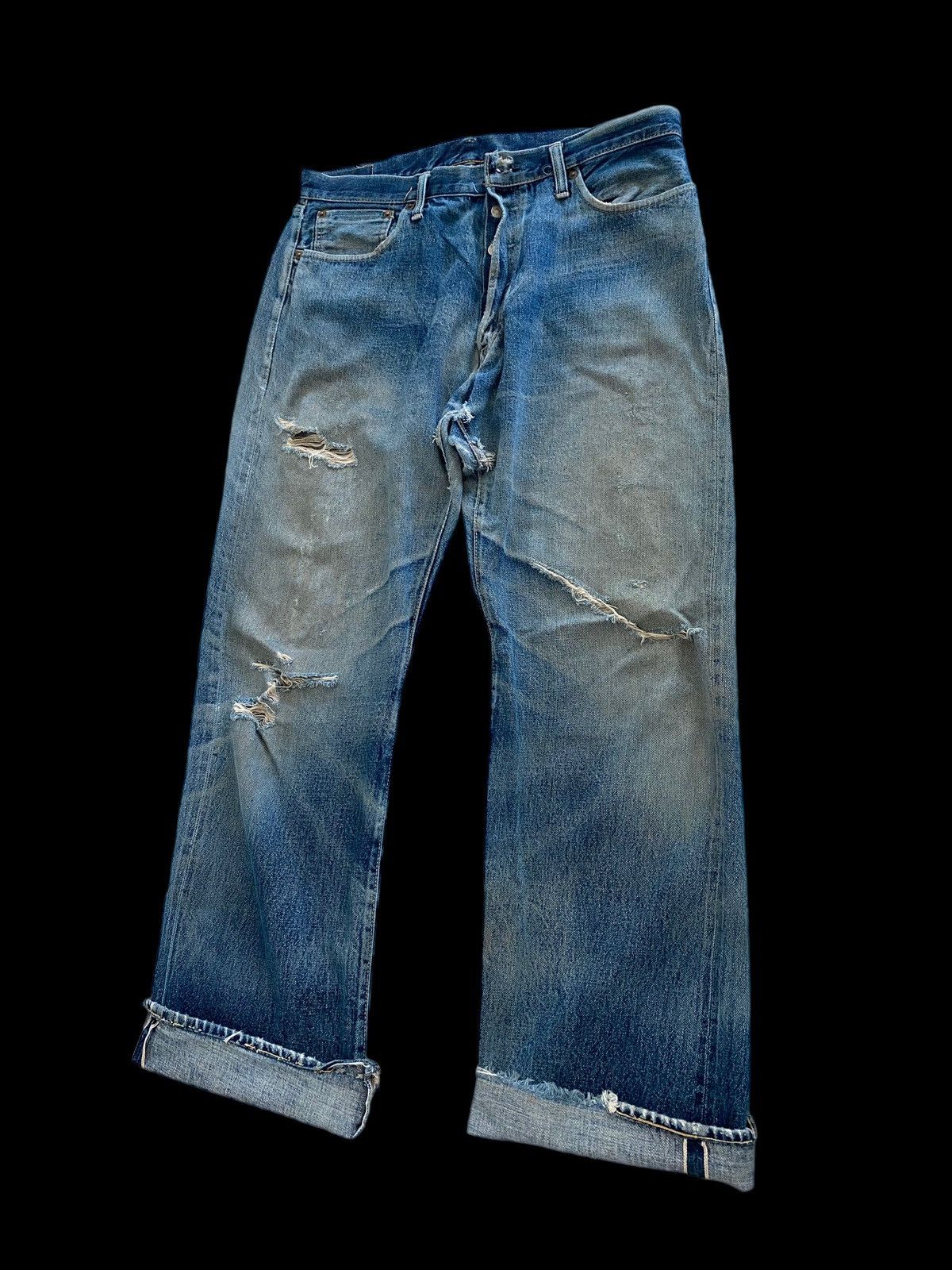 Vintage Denime Ripped Selvedge jeans rare design