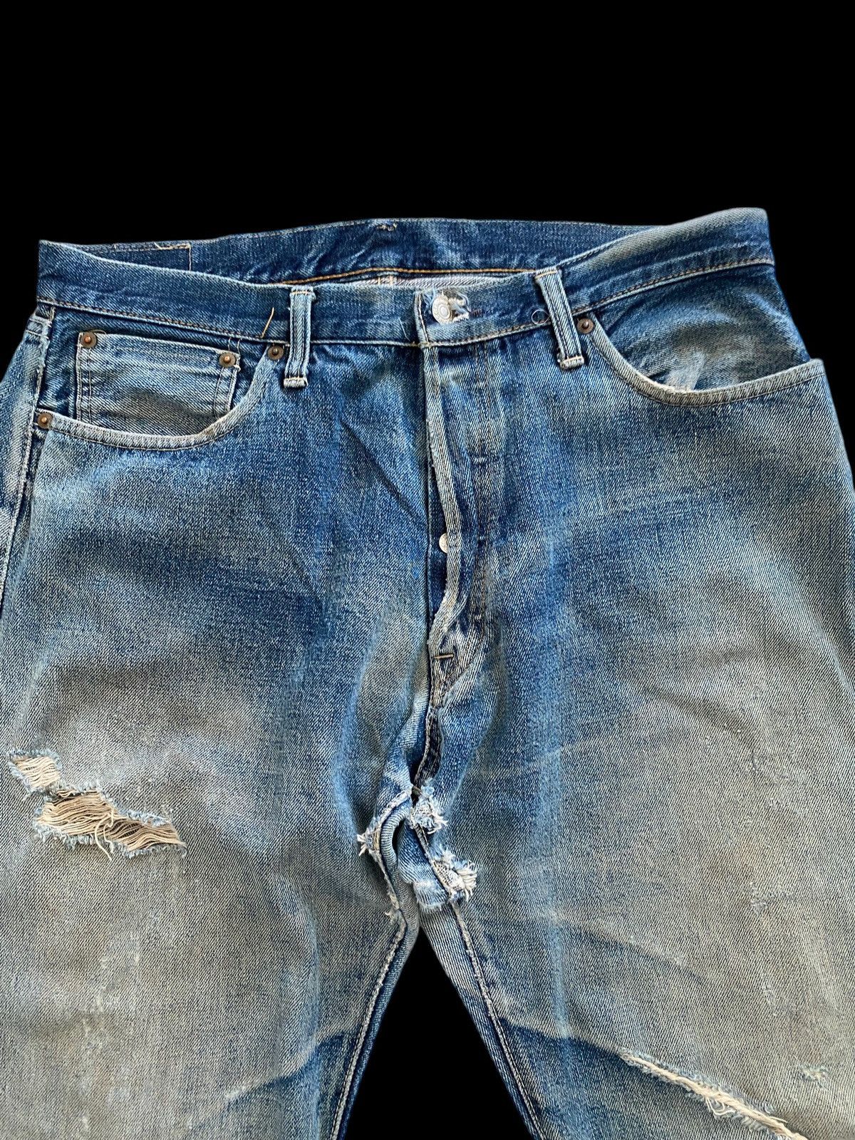 Denime Vintage Denime Ripped Selvedge jeans rare design Size US 34 / EU 50 - 12 Thumbnail