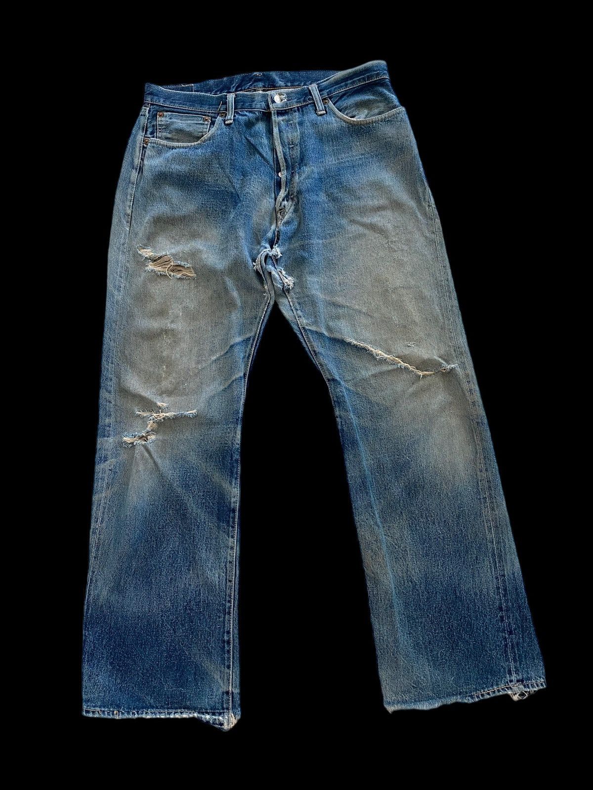 Denime Vintage Denime Ripped Selvedge jeans rare design Size US 34 / EU 50 - 2 Thumbnail