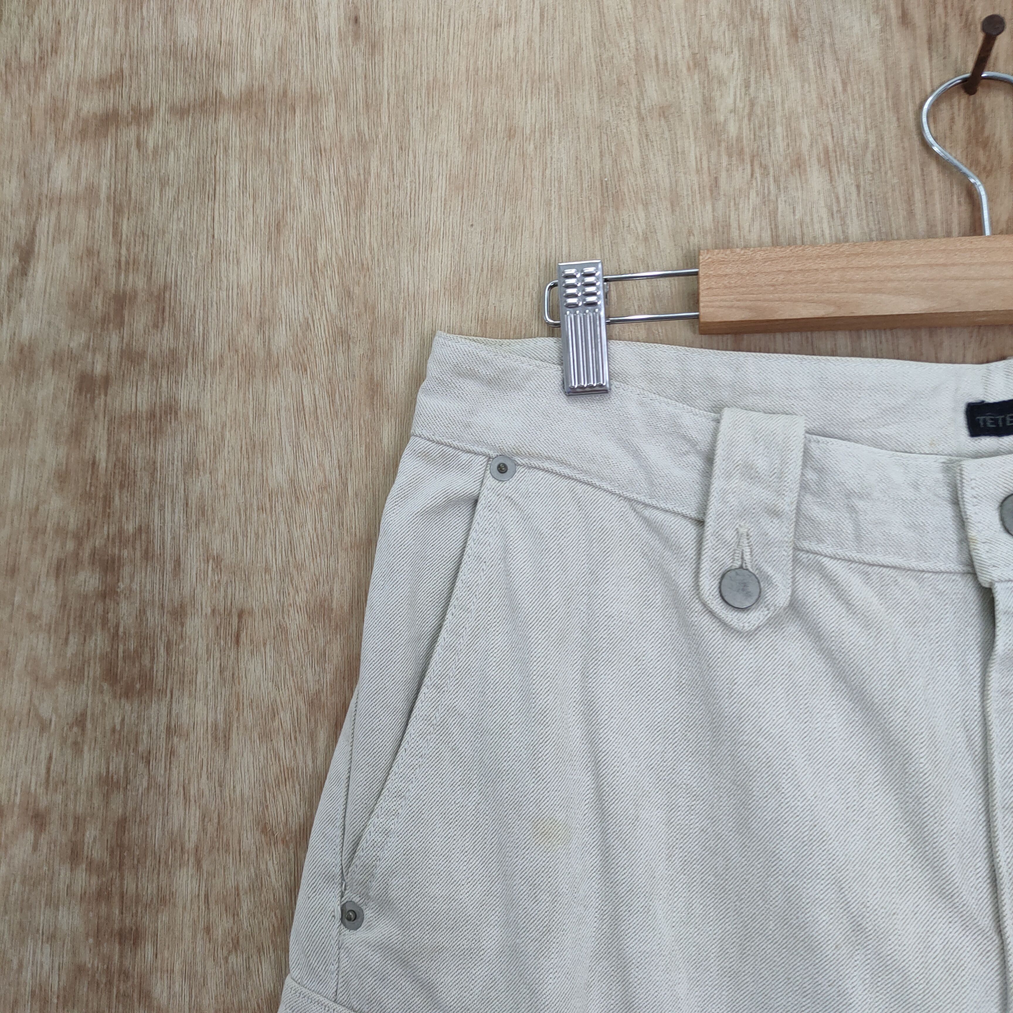 Issey Miyake × Tete Homme VINTAGE TETE HOMME FADED WHITE CARGO PANTS Size US 33 - 13 Thumbnail