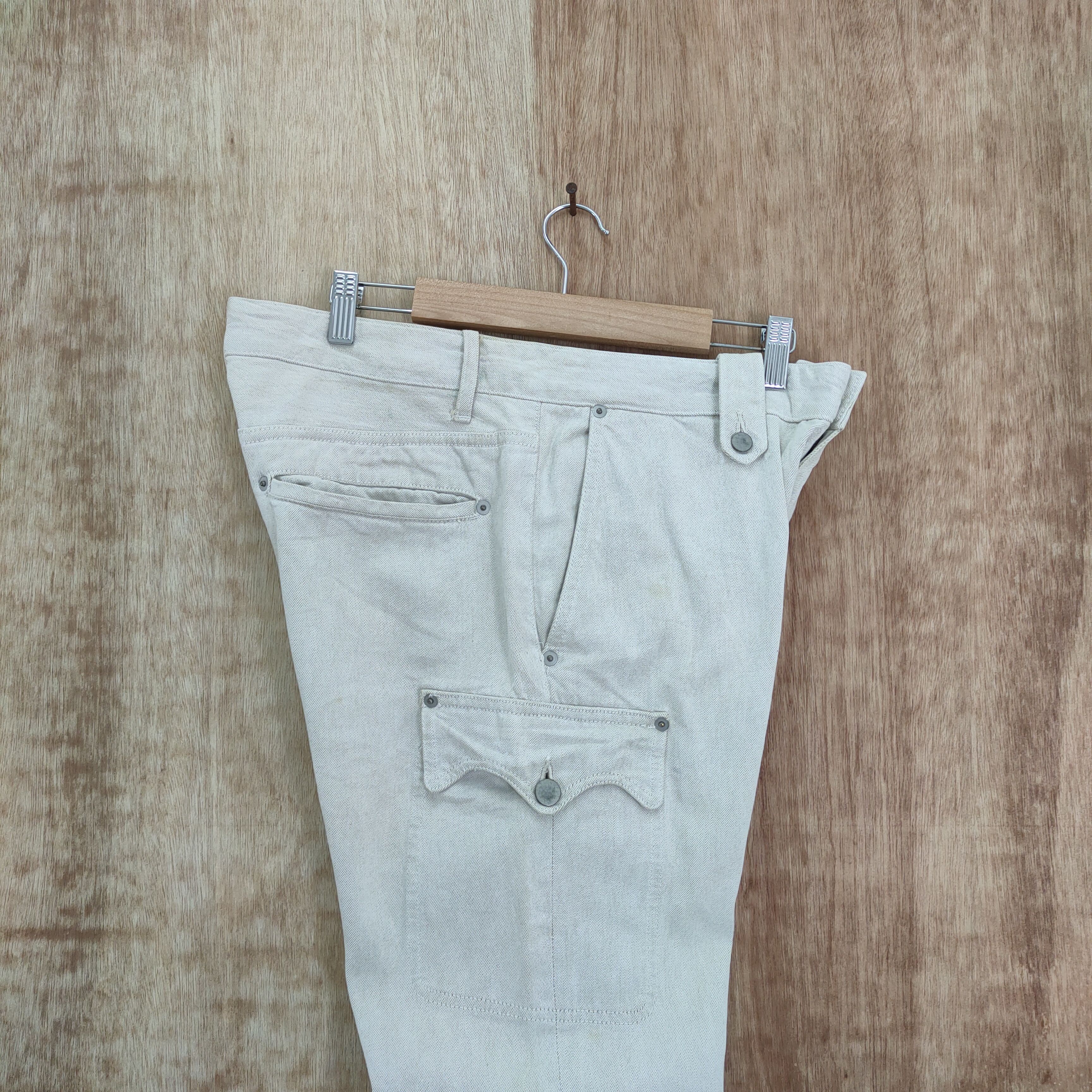 Issey Miyake × Tete Homme VINTAGE TETE HOMME FADED WHITE CARGO PANTS Size US 33 - 10 Thumbnail