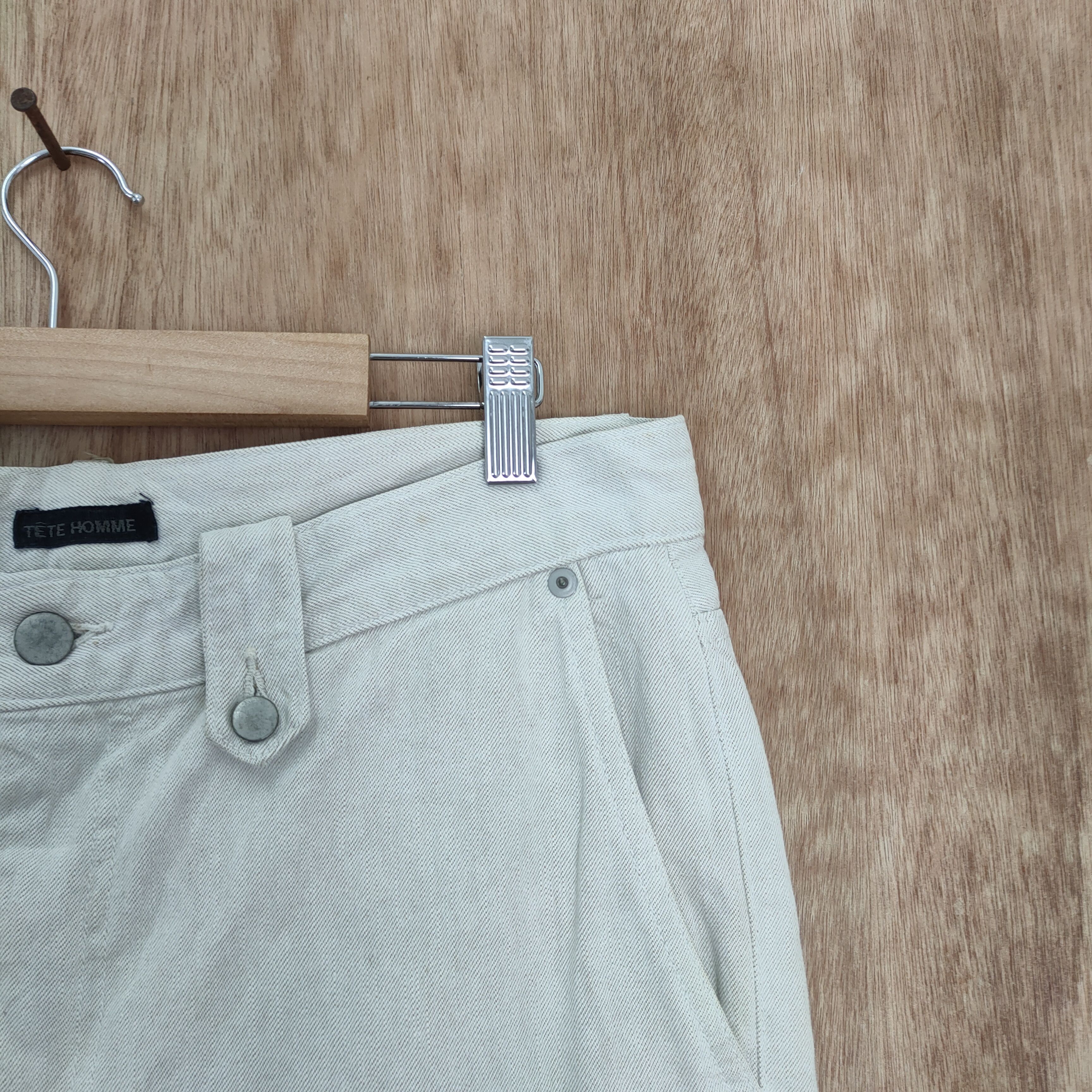 Issey Miyake × Tete Homme VINTAGE TETE HOMME FADED WHITE CARGO PANTS Size US 33 - 12 Thumbnail
